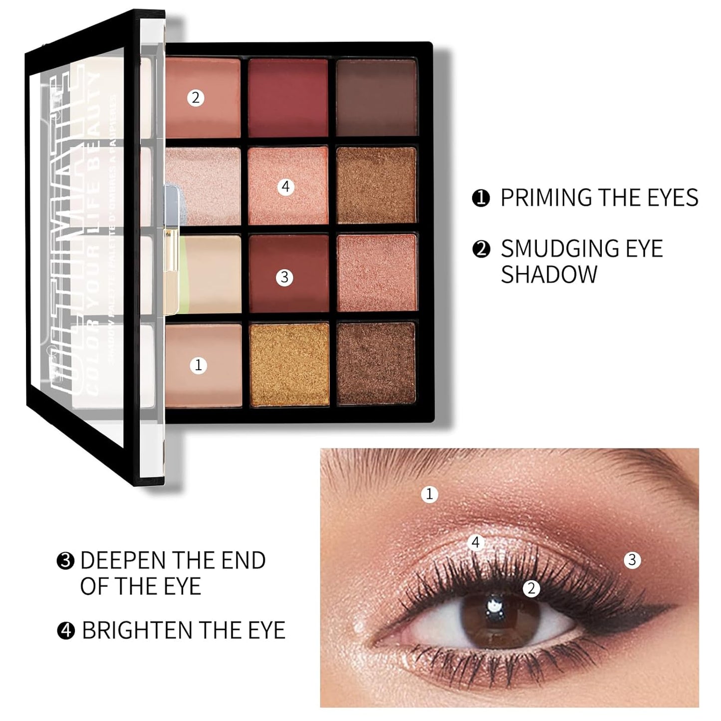 Boobeen Colorful Eyeshadow Palette Makeup-16 Colors, Matte and Glitter Eyeshadow, Bright Eyeshadow palettes, Blendable, Easy to Build Dramatic Glamour Looks (04#)