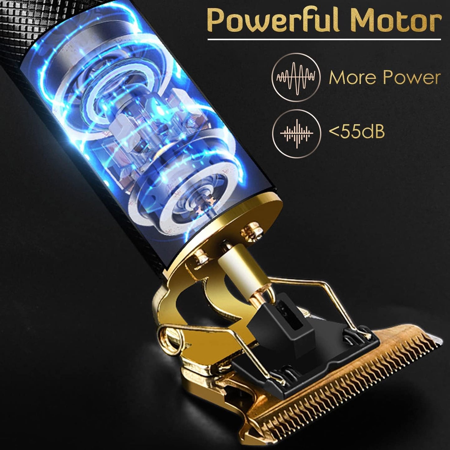 Hair Clippers for Men, Hair Trimmer T Blade Trimmer Zero Gapped Trimmer, Cordless Rechargeable Beard Trimmer Shaver Hair Cutting Kit with Ear Spoon Tool Set (Gold)