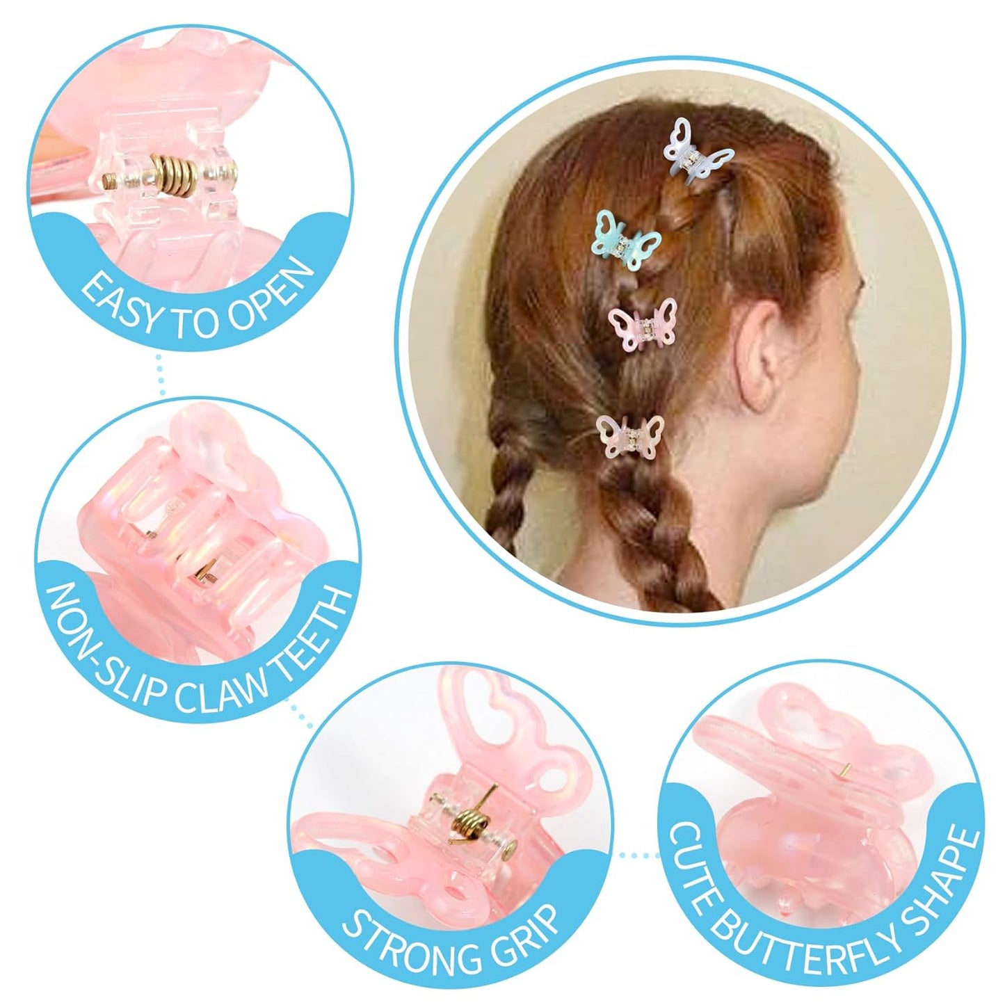 12Pcs Small Hair Claw Clips - Mini Hair Clips for Girls and Women, Classic Hair Accessories for Easy Styling, Assorted Colors (butterfly)