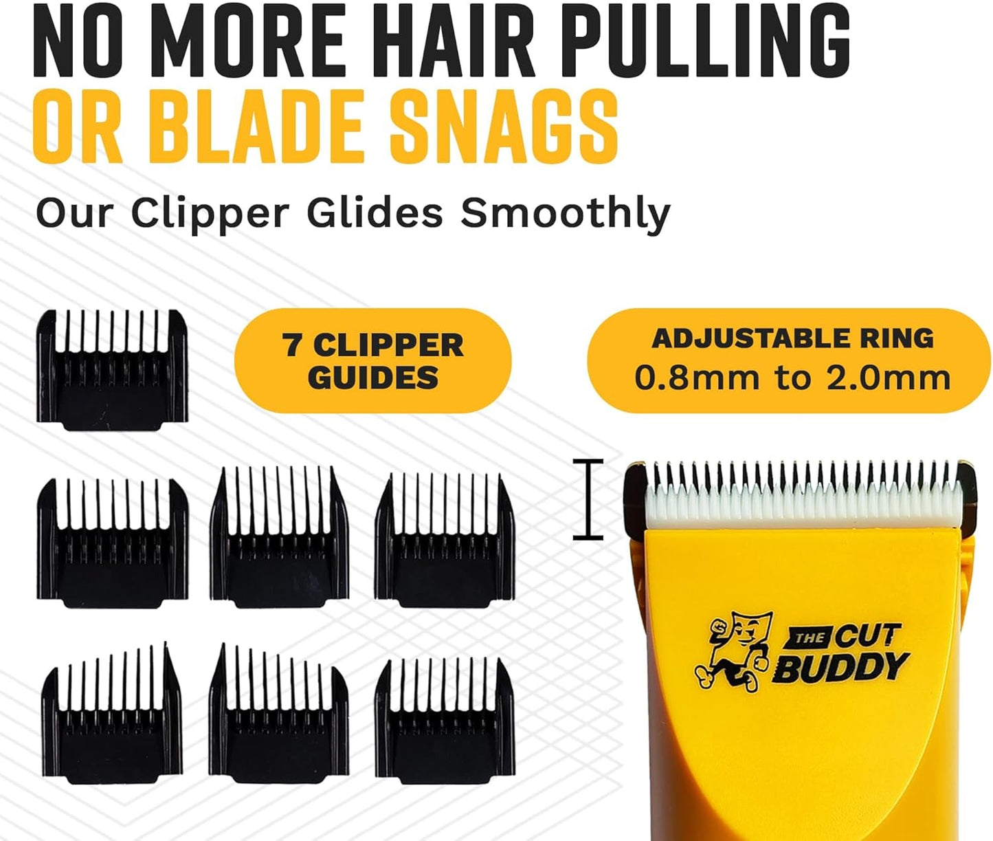 The Cut Buddy Clipper & Grooming Set, Cordless Hair & Beard Trimmer with Ceramic & Titanium Blades, 7 Guards, Waterproof, Beginner Kit