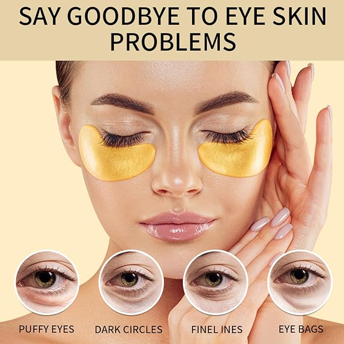 30 Pairs 24K Gold Eye Masks, Collagen Eye Patches for Puffy Eyes and Dark Circles Treatments, Reduce Undereye Bags,Wrinkles, Gel Eye Skin Care Pads, Beauty Gifts for Women
