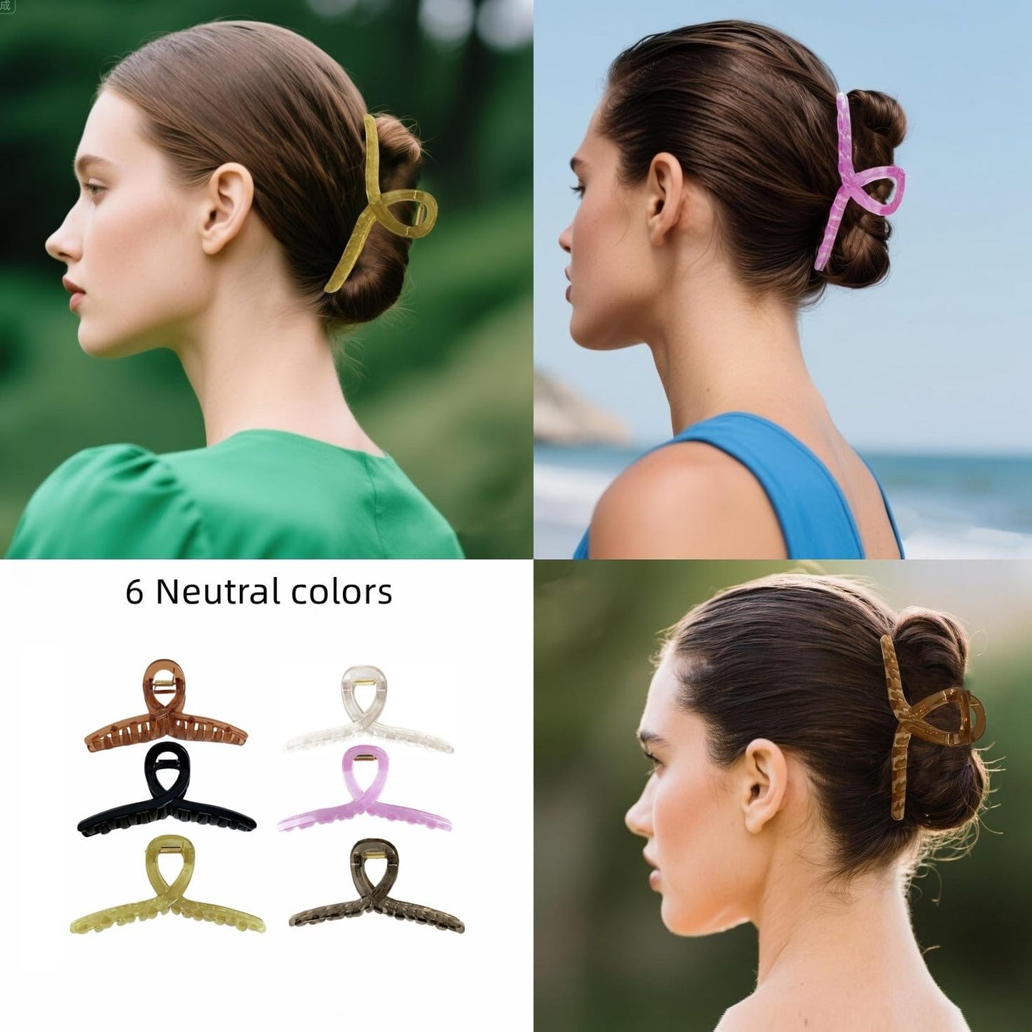 Large Hair Claw Clips Non-Slip Large Claw Hair for Women and Girls, Strong Hold Banana Jaw Clips for women 6 pcs