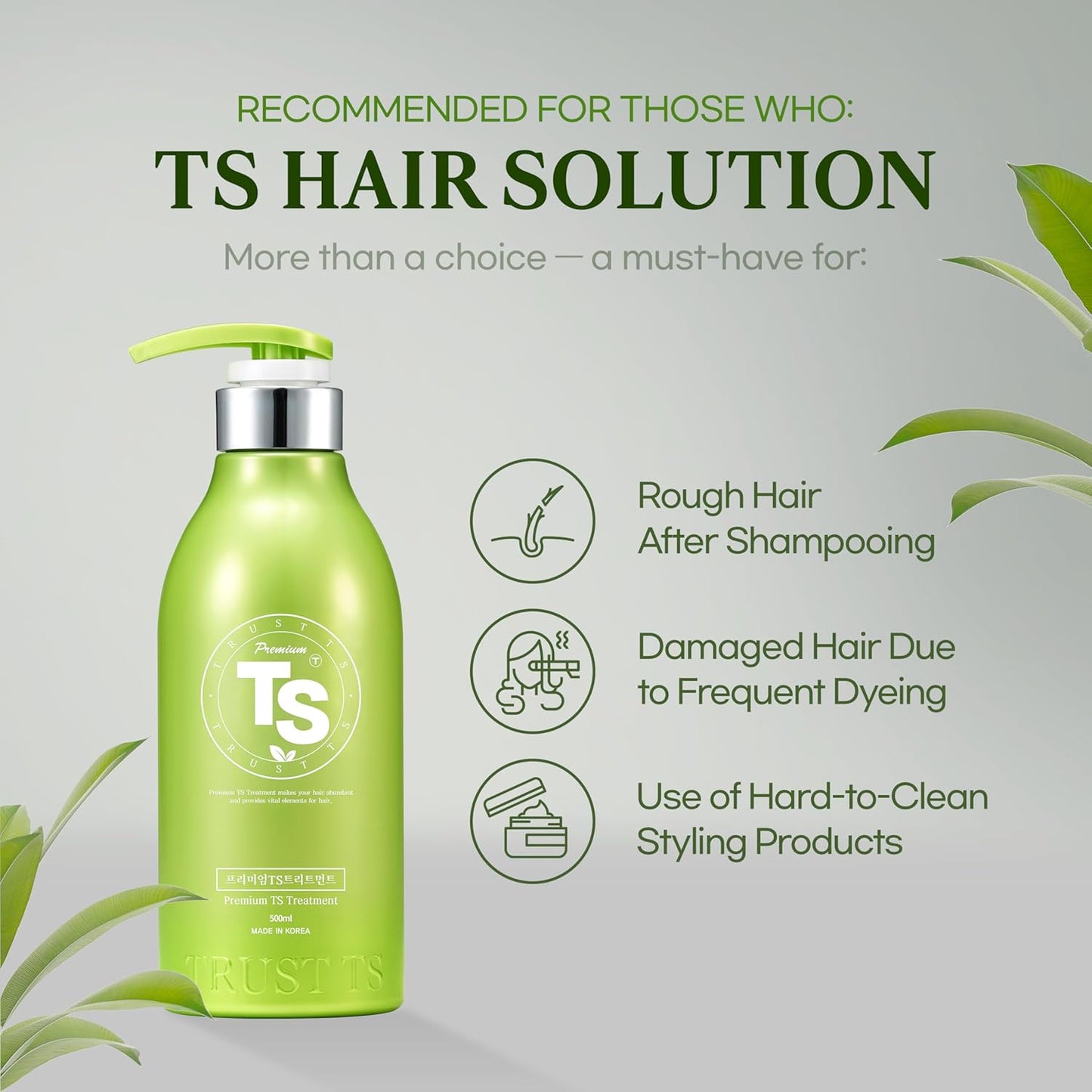 TS Premium TS Treatment | Korean Hair Care with Argan Oil & Shea Butter | Repairs Damaged, Weak Hair | Soothes Scalp Discomfort with Natural Plant Extracts (16.9 Fl Oz)