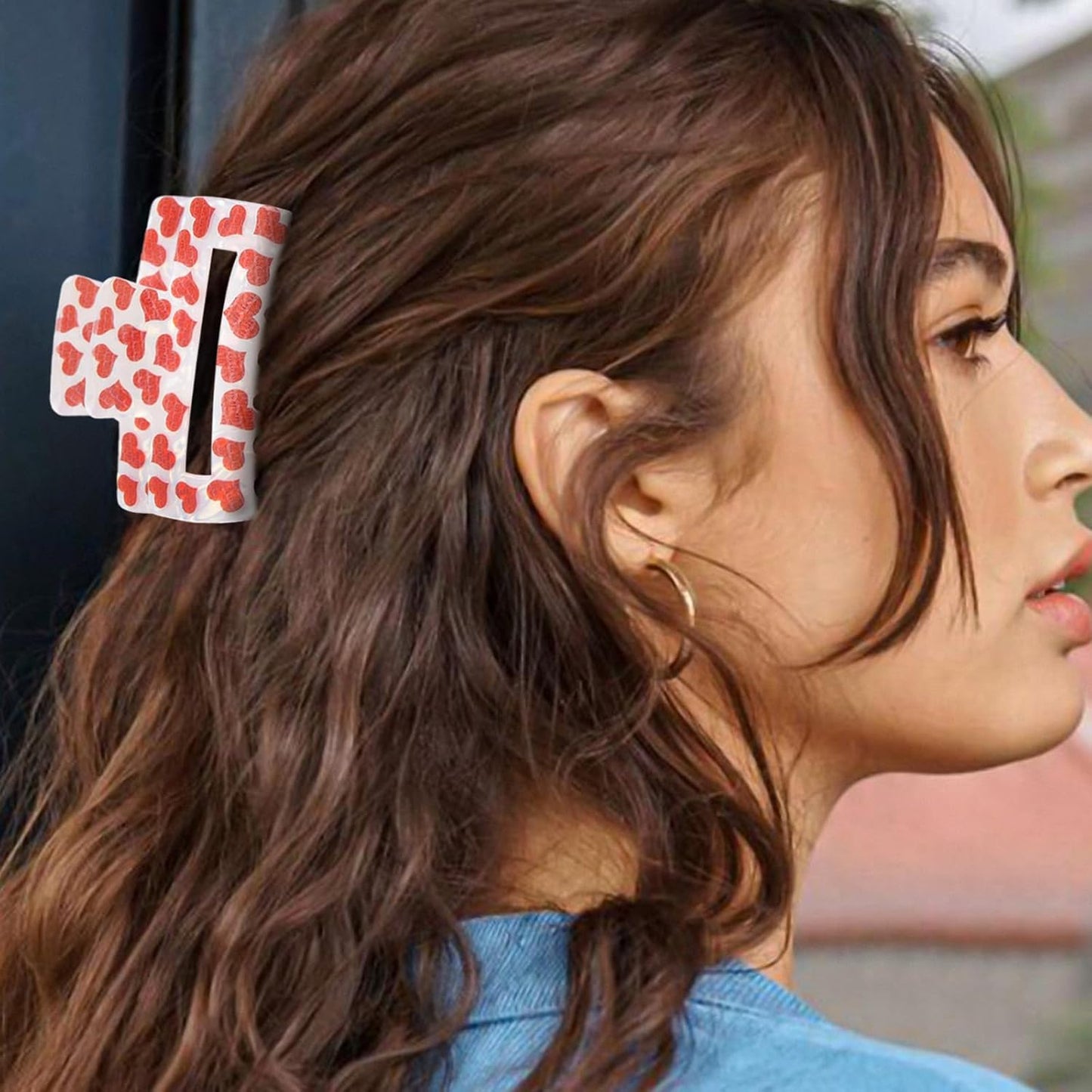 2 Pcs Valentine’s Day Hair Claw Clips, Red Lips Heart Hair Clips for Women, Non-slip Large Hair Claw for Thick Hair/Thin Hair, Valentines Hair Accessories, Cute Red Lips Heart Claw Clips for Women