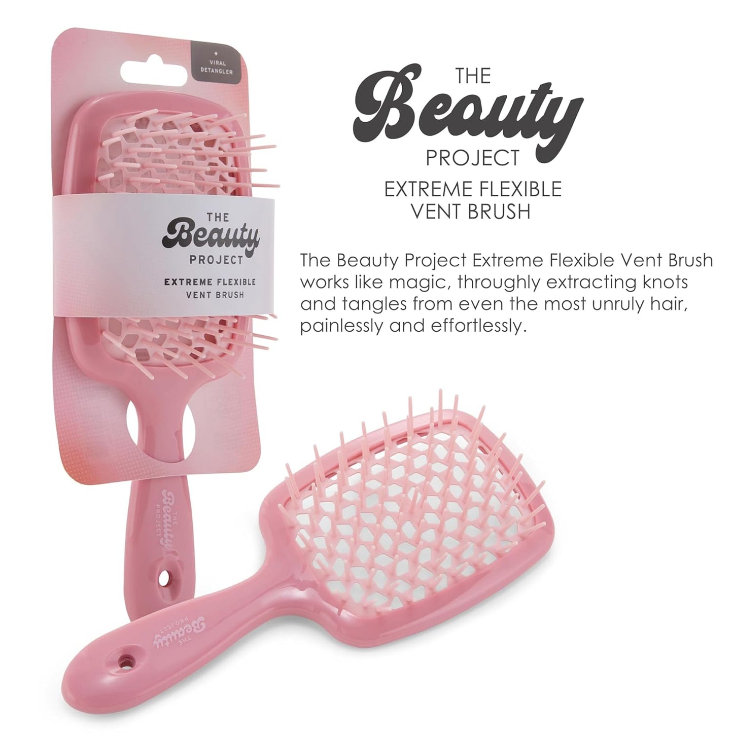 Detangling Brush for All Wet or Dry Hair Types - Pain-Free Brushing, Vented Hair Brush - Lightweight Handle with Extreme Flex to Contour to Scalp (Dusty Pink)