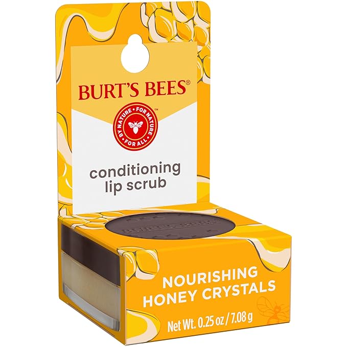 Burt's Bees Conditioning Honey Lip Scrub, Mothers Day Gifts, Exfoliates & Conditions Dry Lips, with Honey Crystals, Use with Overnight Intense Treatment, Natural Origin Care, 0.25 oz.