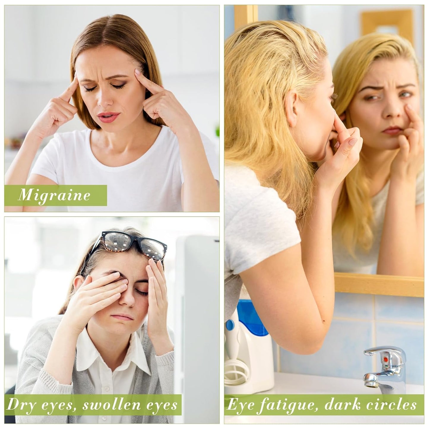 Hercicy 4 Pcs Jade Eye Mask Green Jade Stone Facial Cooling Mask for Alleviate Puffiness Face Massage Relax Eyes Relieve Migraine Meditation Beauty (Green)