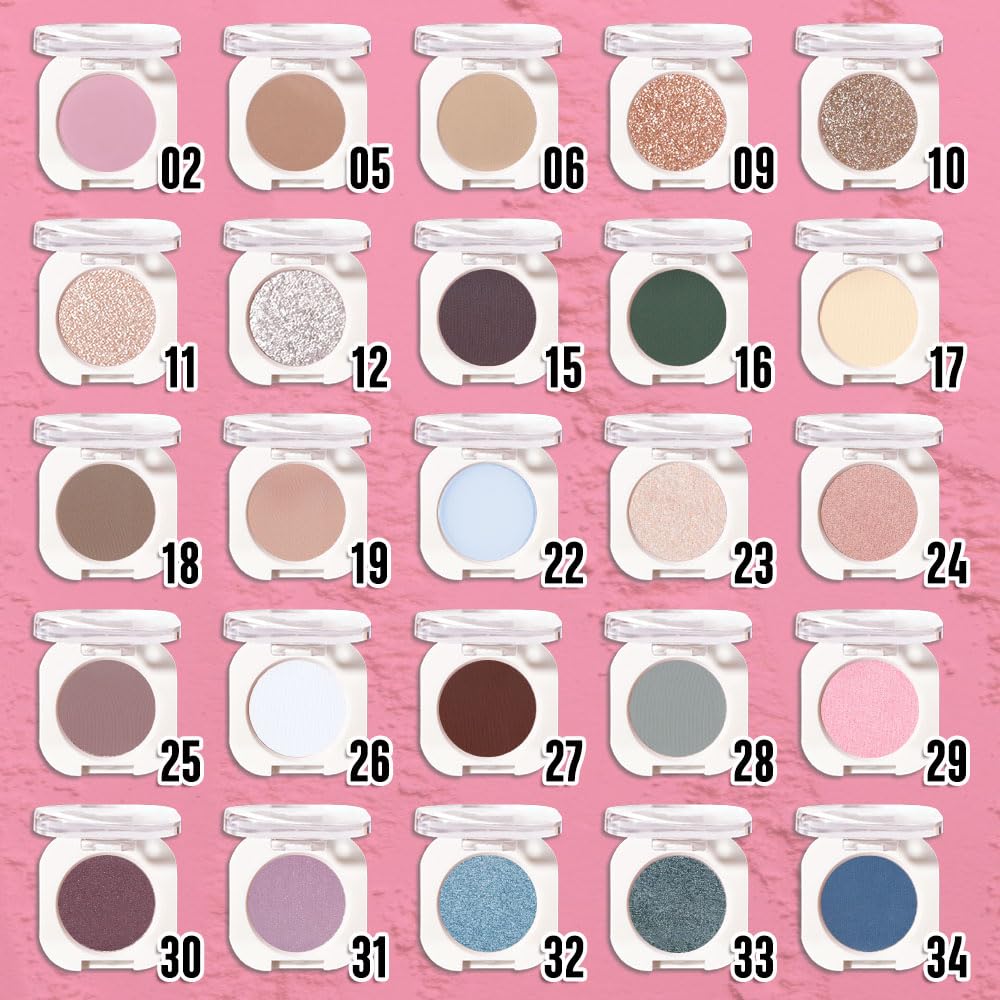 Pink Shimmer Single Eyeshadow, Lightweight Blendable Mini Eye Shadow for Older Women, Monochrome Eyeshadow Palette Makeup Pigmented Waterproof, Vegan & Cruelty-Free, 29