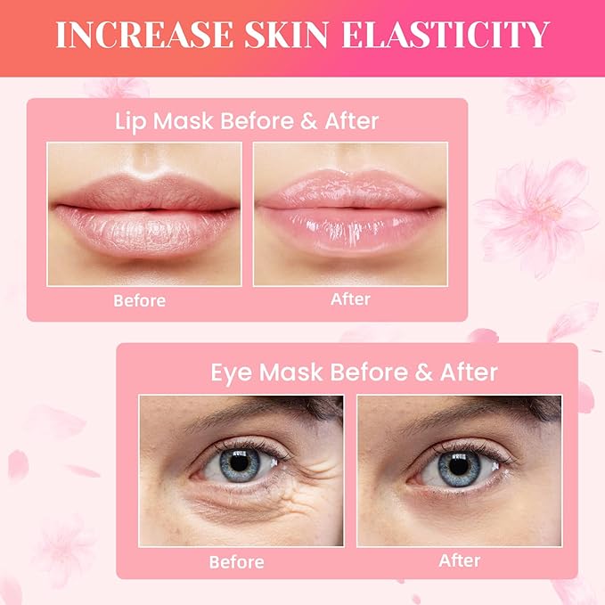 40 Pcs Lip Masks & Under Eye Masks, 24K Gold Gel Crystal Collagen Under Eye Patches for Puffy Eyes and Dark Circles, Effectively Moisturizing the Lip & Eye Skin, Reducing Wrinkles & Fine Lines