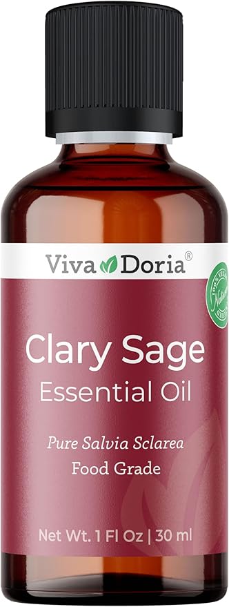 Viva Doria Clary Sage Essential Oil, 100% Pure, Natural Clary Sage Essential Oil, Undiluted, for Aromatherapy | Food Grade, 30 mL (1 Fluid Ounce)