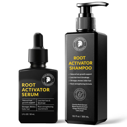 Root Activator Shampoo for Men & Hair Growth Serum Kit: Scalp Care for Hair Loss and Thinning Hair - Natural Hair Loss RegrowthTreatments for Women Men (11.1 Fl Oz (Pack of 1))