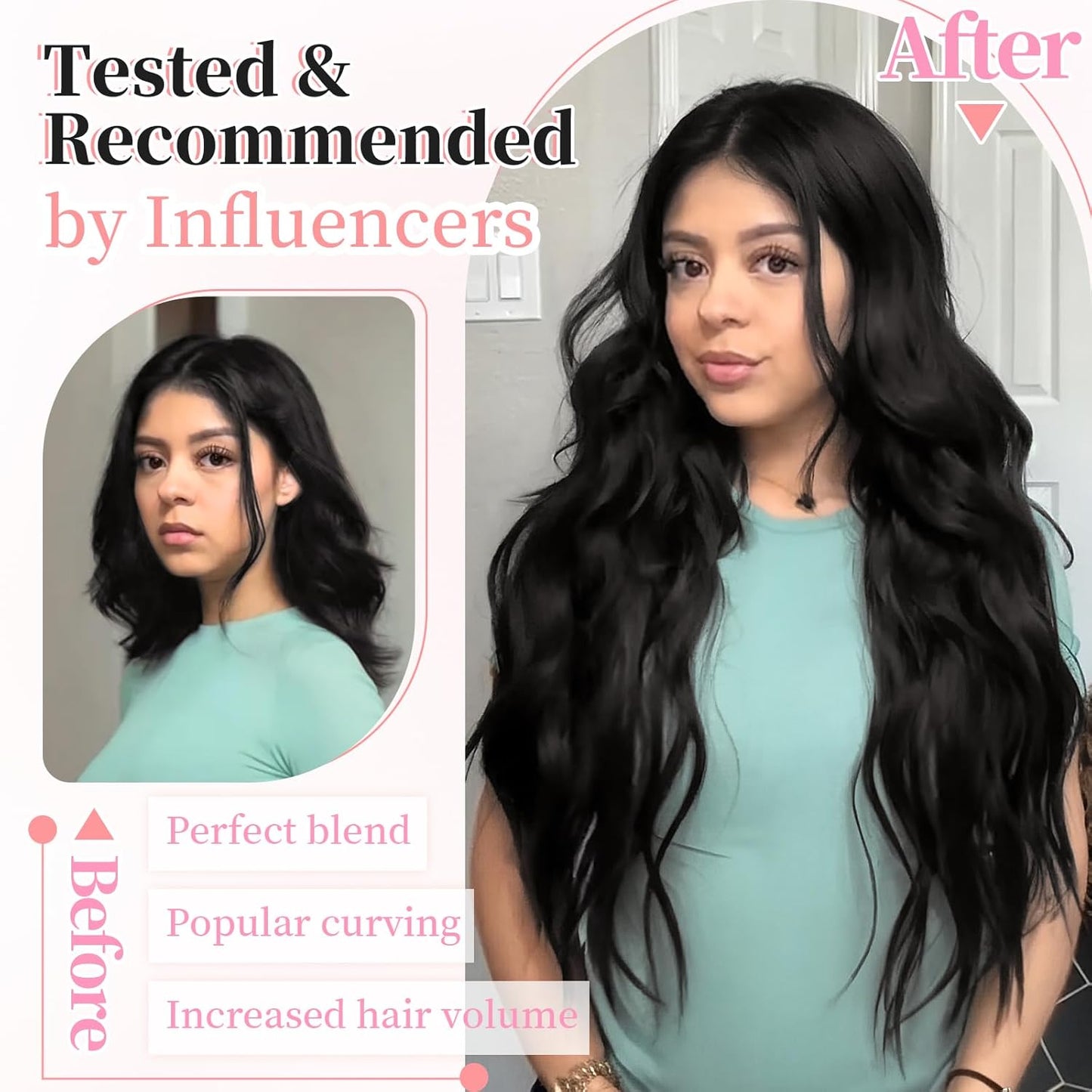 KooKaStyle Clip in Synthetic Hair Extensions Long Wavy 4PCS Thick Hairpieces Brunette Brown Fiber Double Weft Natural Hair Extensions 20 Inch for Women