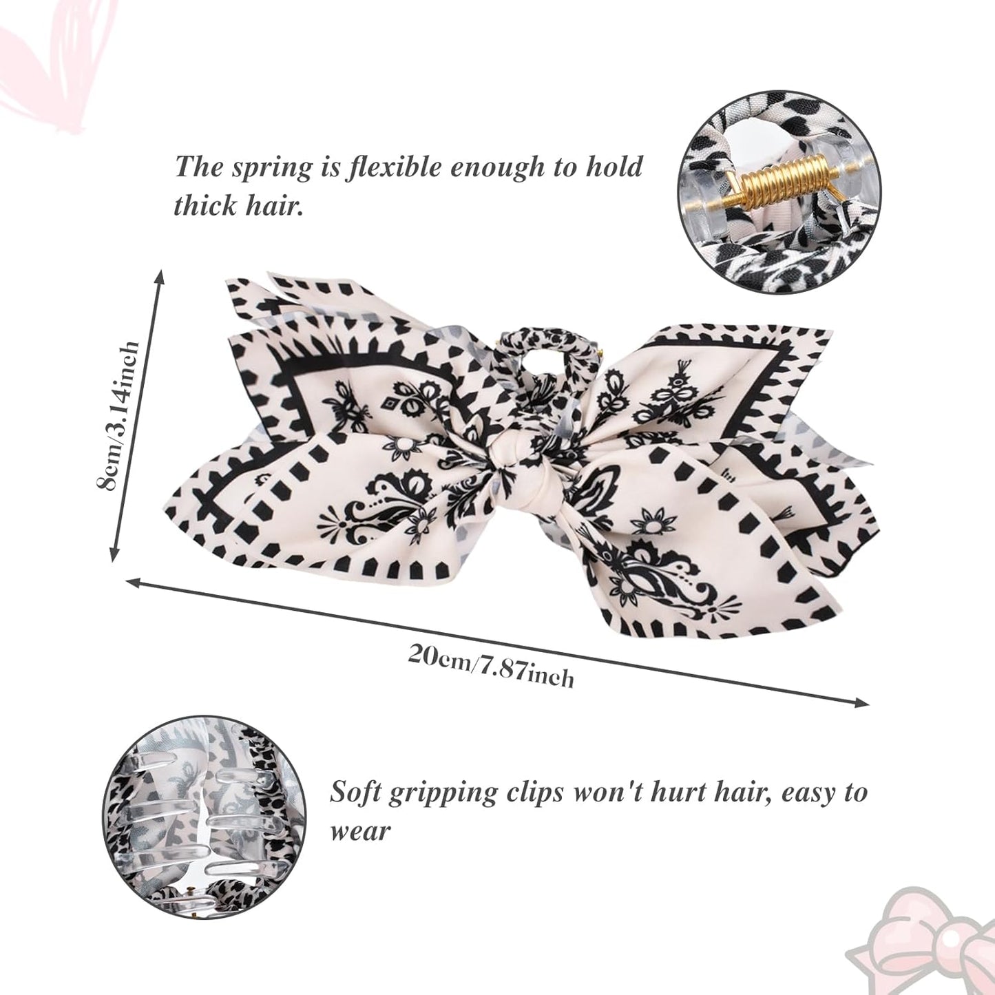 Bow Claw Clips Bow Hair Clips 3PC Big Hair Bows for Women Butterfly Styling Large Hair Clips for Thick Hair for Girls Hair Accessories for Teen