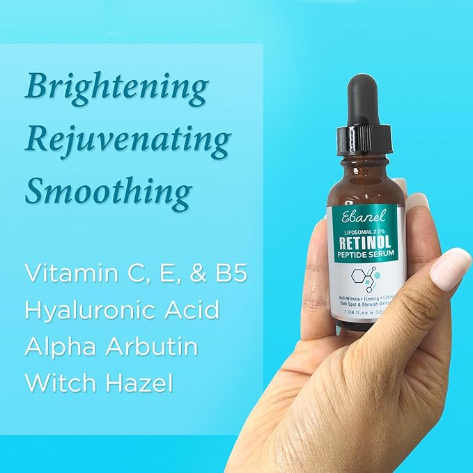Ebanel Liposomal 2.5% Retinol Serum for Face with Hyaluronic Acid, Peptide, Vitamin C, Pore Minimizer Skin Tightening, Anti Aging Serum, Minimizes Wrinkles, Fine Lines, Age Spots