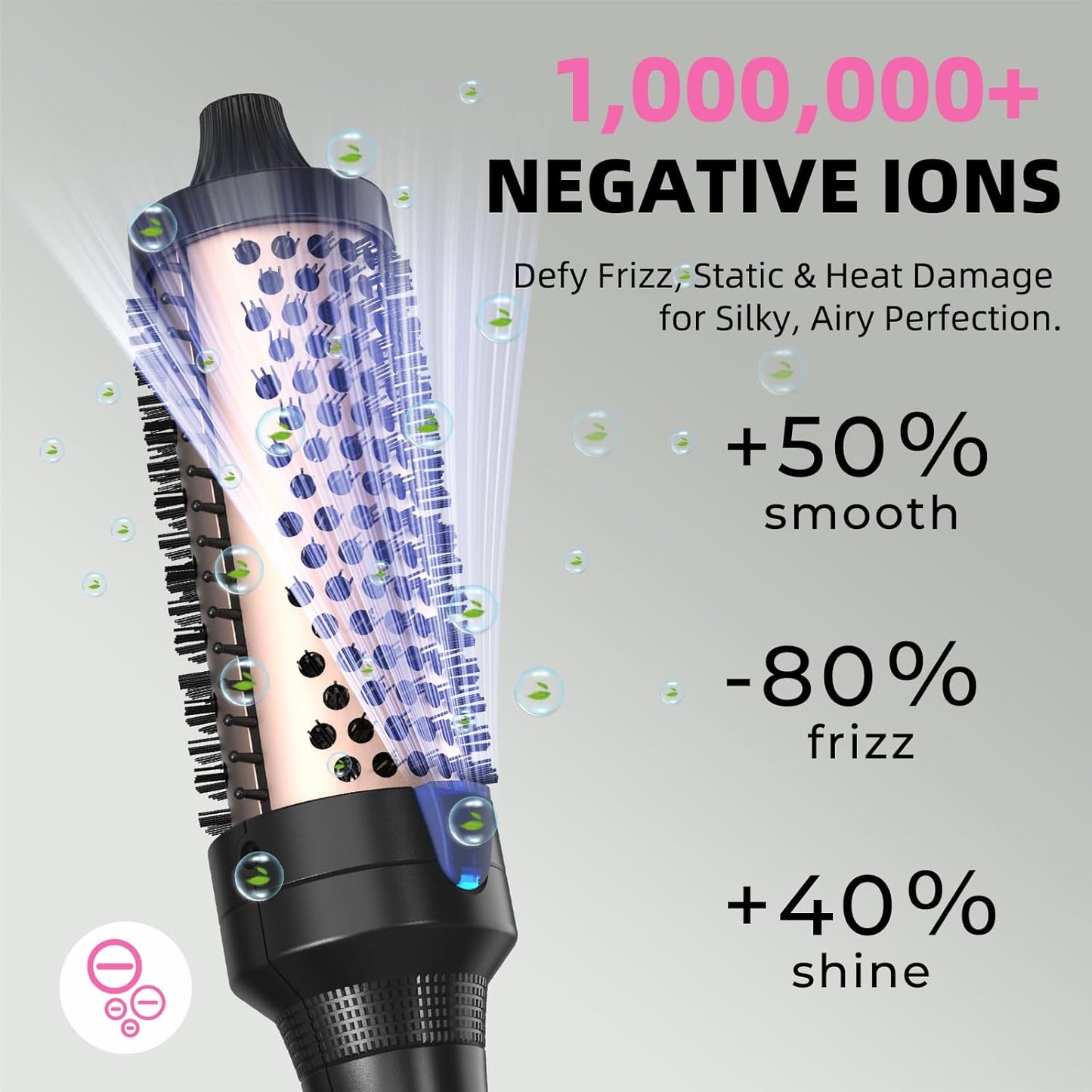 K&K Heated Curling Brush - 1.5 Inch Ceramic Tourmaline Ionic Volumizing Hot Brush for Root Volume & Loose Curls (Black)