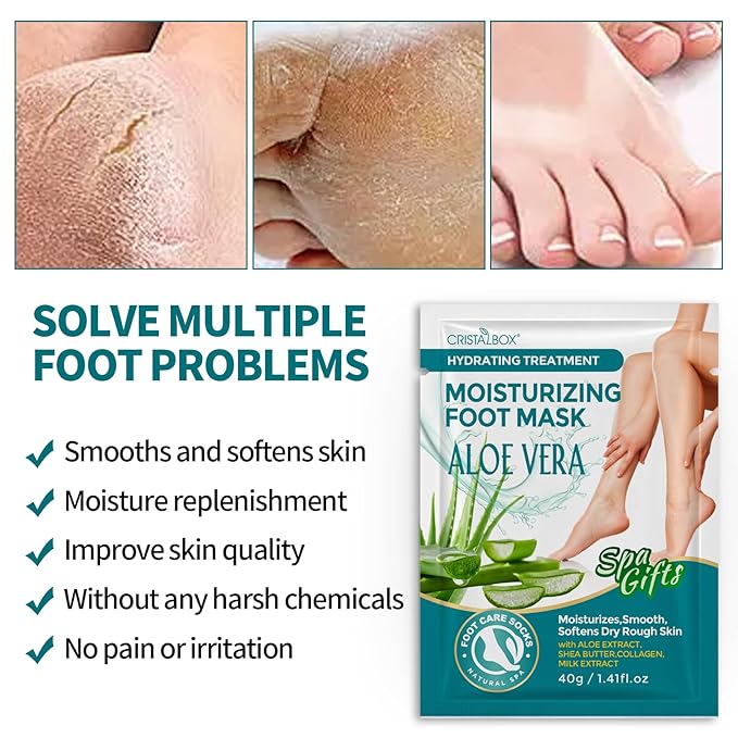 Moisturizing Foot Mask 5 Pack,Hydrating Foot Masks for Dry Cracked Feet,Moisturizing Socks Dry Skin Moisturizer for Soft and Smooth Touch Feet,Foot Care Spa Gifts for Women Men Mother's Day Gifts