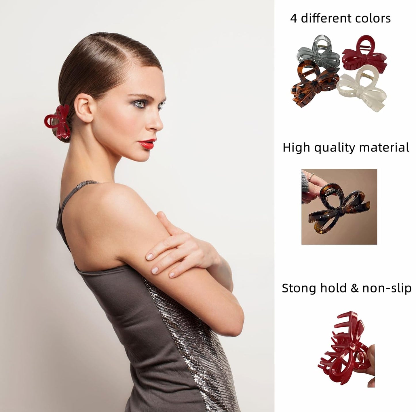 MARY LAVENDER Medium Claw Clips Knot-shaped for Women and Girls, Non Slip Strong Hold Hair Clips for Thick Hair 4 Colors