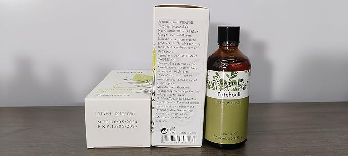 Patchouli 3.38fl.oz Essential Oil, PHATOIL Pure Aromatherapy Oils for Diffuser, Humidifier, Perfect for DIY Soap, Candle, Bath Bombs Making(100ml)