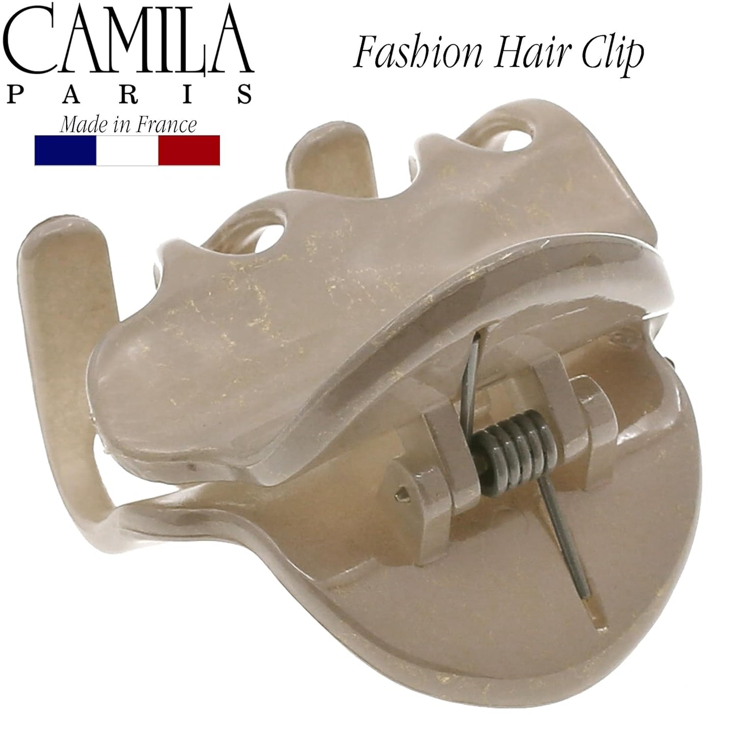 Camila Paris CP3126 French Hair Clip for Women, Small Beige Girls Hair Claw Clips Fashion Durable Hair Accessories for Women, Luxury Ladies Strong Hold No Slip Grip Clamp, Made in France