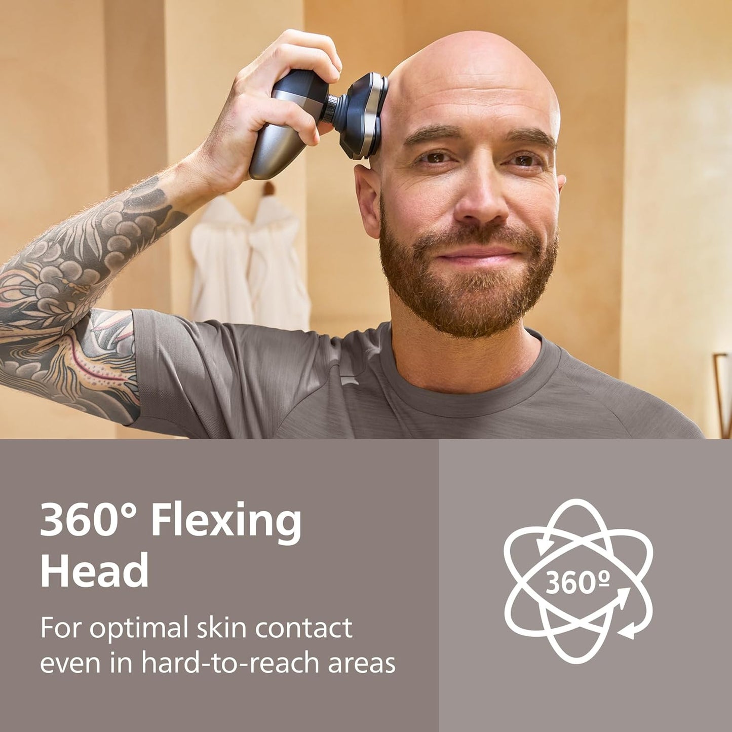 Philips Norelco Head Shaver Pro 9000 Series - Skull Shaver for Men and Women, 360° Flexing Head & ComfortCut Blades for Clean Shave, Gentle on Skin, Model HS9980/40