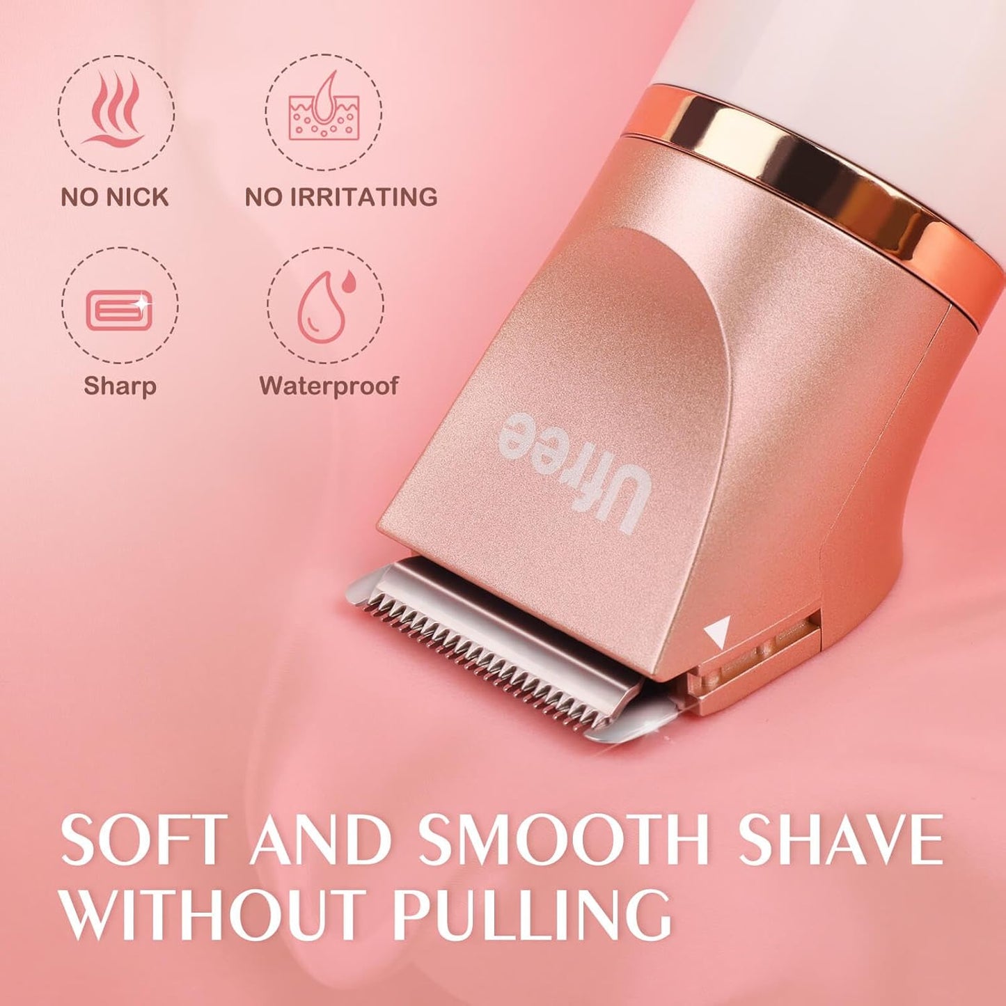 Ufree Electric Shaver Razors for Women Pubic Hair, Bikini Trimmer for Face and Body Hair, Wet & Dry Use Groomer, Hair Trimmer, Birthday Gifts for Women, Gold