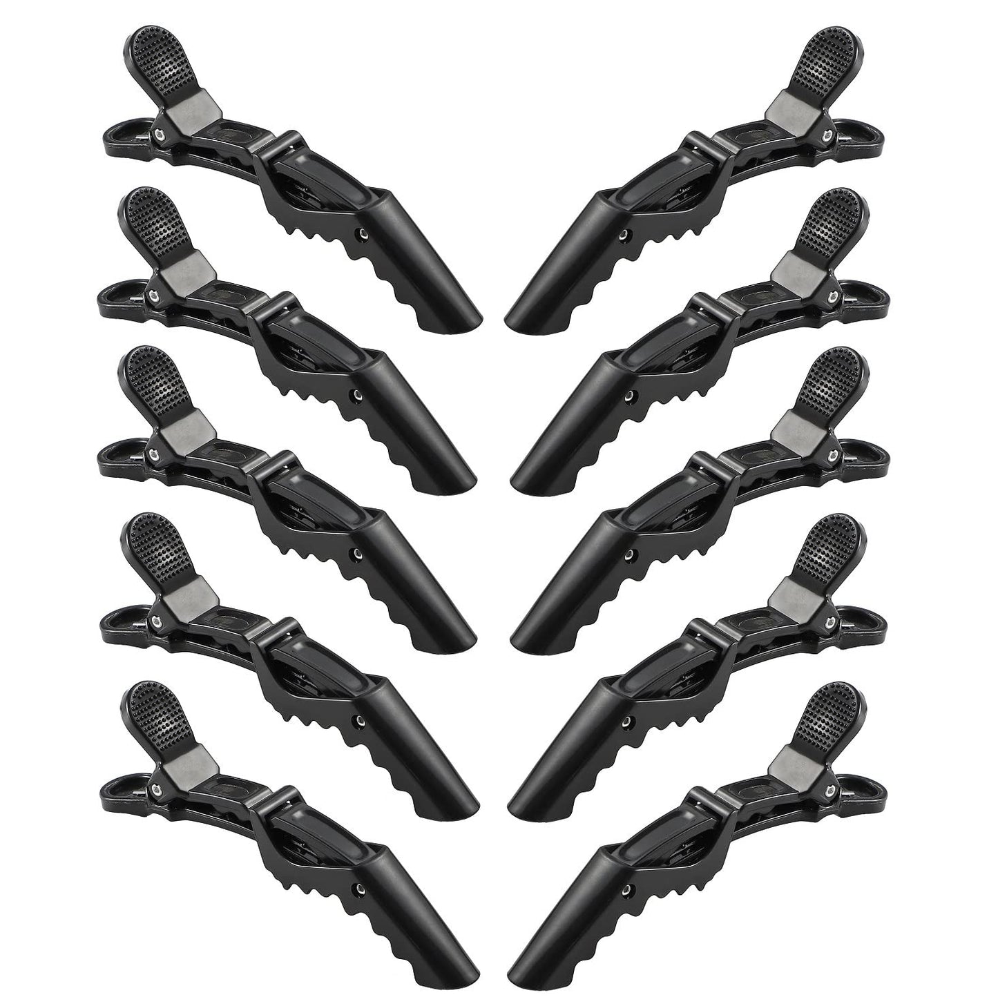 10pcs/set Multicolor Croc Clips Transparent Plastic Hairdresser Clips Hair Styling Sectioning Barrettes Professional Non Slip Alligator Clips Salon DIY Accessories Hairpins (10pcs-Black-1)