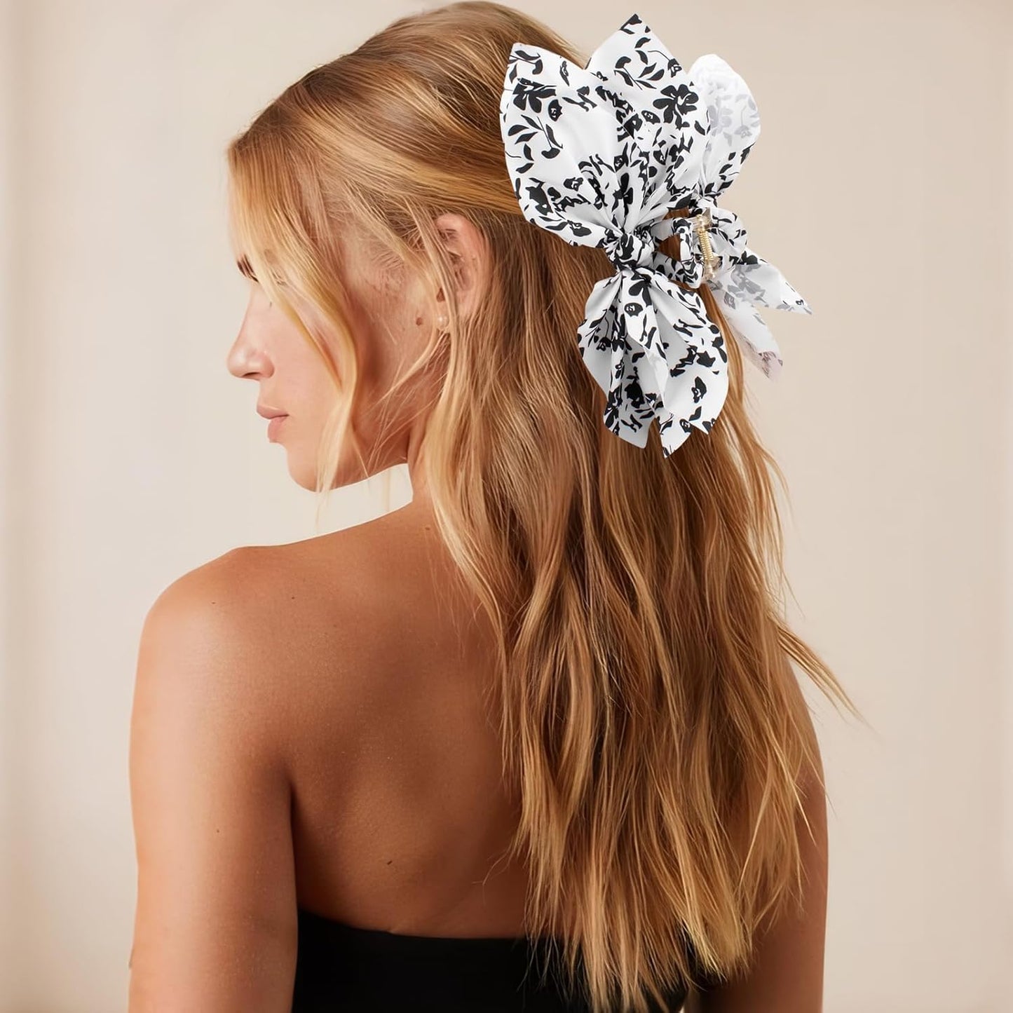 Bow Claw Clips Bow Hair Clips Black White 1PCS Big Hair Bows for Women Butterfly Styling Large Hair Clips for Thick Hair for Girls Hair Accessories for Teens