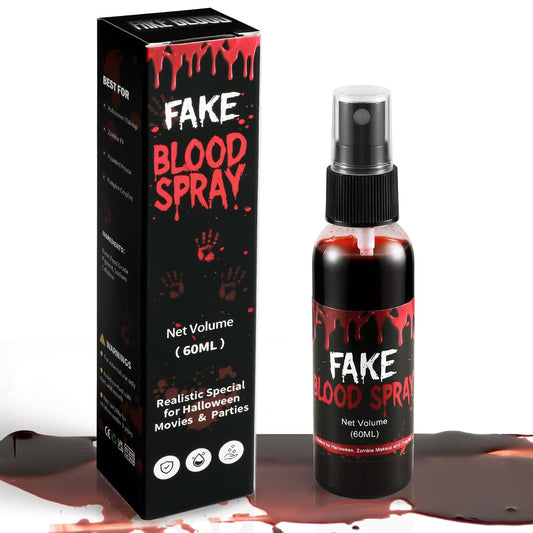 Halloween Fake Blood Spray – 60ML Fresh Realistic Fake Blood for SFX Makeup, Vampire Zombie Cosplay,Mouth Body Clothes Stage Effects – Easy to Use and Washable