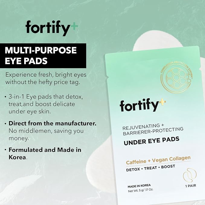 Fortify 9-in-1 Korean Under Eye Pads with Zeolite - Anti Dark Circles & Puffy Eyes Treatment, Dermatologist Tested - 10 Pairs (2 Pack)