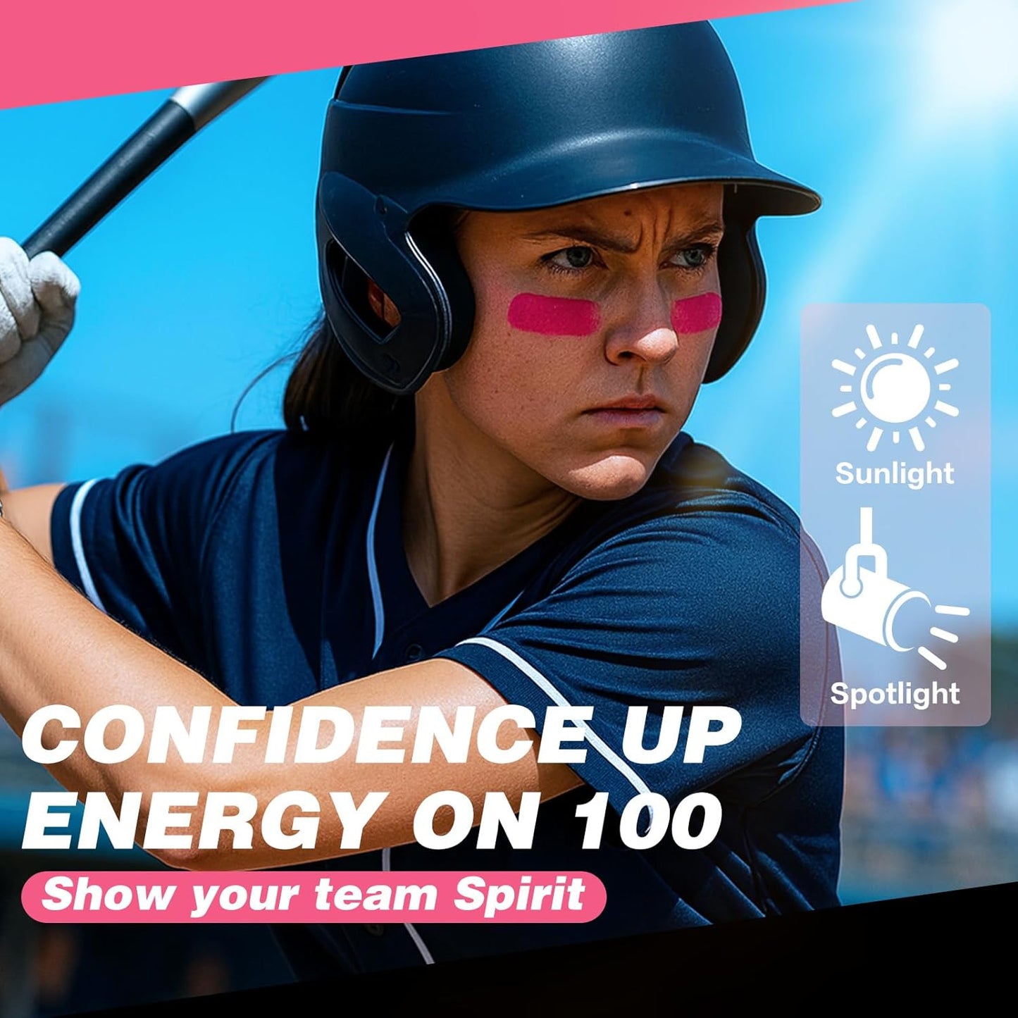 5PCS Pink Out Eye Black Stick, Under Eye Sports Face Paint for Football, Baseball, Softball – Oil Based Face Painting Kit for Halloween Makeup Costume Cosplay Parties