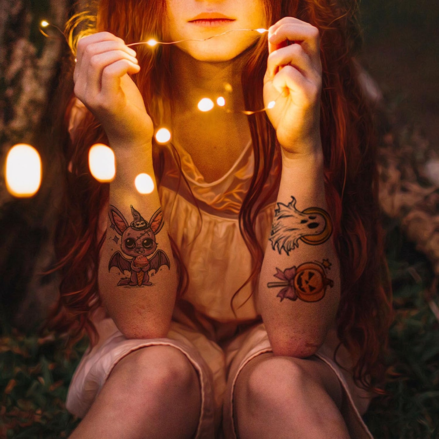 Halloween Tattoos for Kids Halloween Party Favors, 24 Sheets Large Halloween Half Arm Temporary Tattoos for Kids, Large Tattoos Sticker For Kids Boys Girls Halloween Party Gift Bags Stuffers