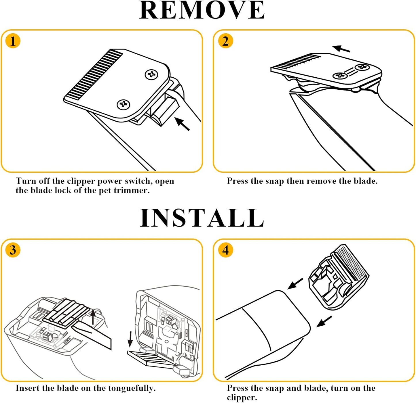 3-3/4F Cut Length 1/2"(13mm) Detachable Pet Dog Clipper Blades UltraEdge Series Clipper Blades for Dog Grooming Compatible with Most Andis,Oster A5 Wahl KM Series Clippers