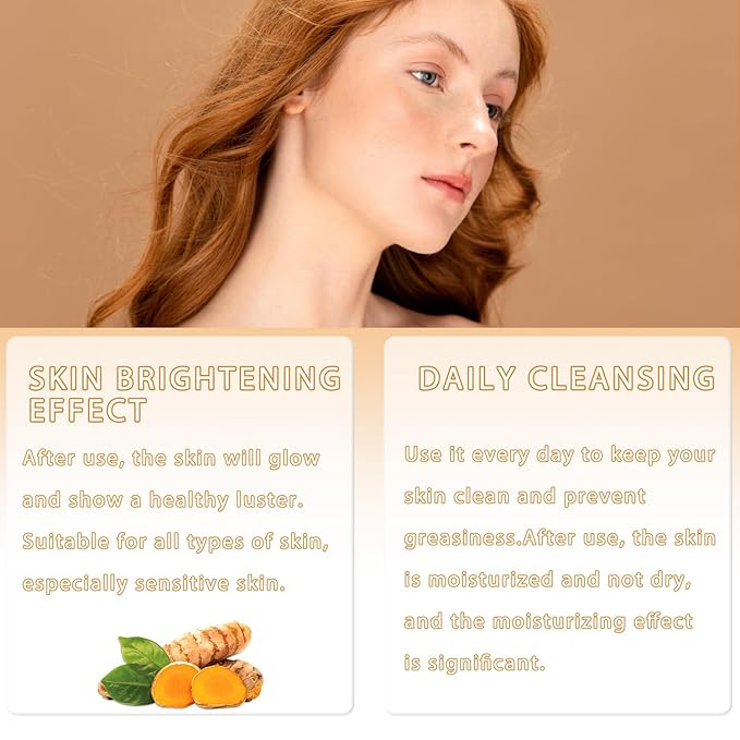 4Pcs Turmeric Wash and Care Three Piece Set,Turmeric Trio: Facial Wash,Cleansing Mousse & Soap for Skin Care,Turmeric Cleansing Exfoliating Pads,Turmeric Face Wash for Face & Body