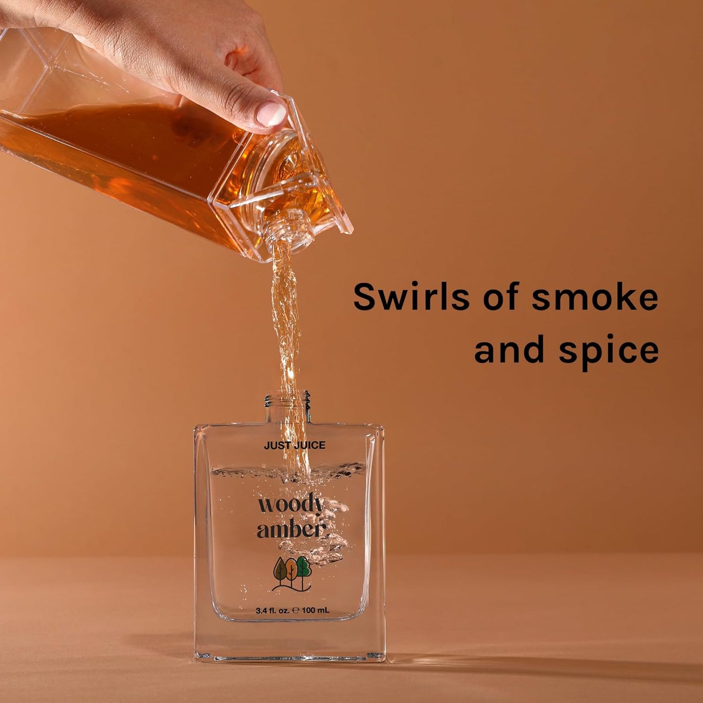 Just Juice Woody Amber - Mini Travel Perfume for Women and Men - Vanilla Perfume with Clove, Tonka Bean, Bonfire Smoke Notes - 0.33 oz