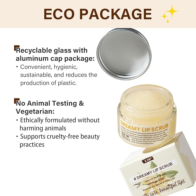 Vanilla Lip Scrub - Natural Sugar Exfoliator for Chapped Lips - 1.05 oz - Nourishing, Smooth & Soft Conditioning