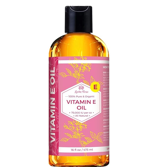 Leven Rose Bulk Vitamin E Oil 75,000 IU per oz 100% Natural, Organic, Pure Vitamin E Oil for Skin, Face, Hair, and Nails, 16 oz