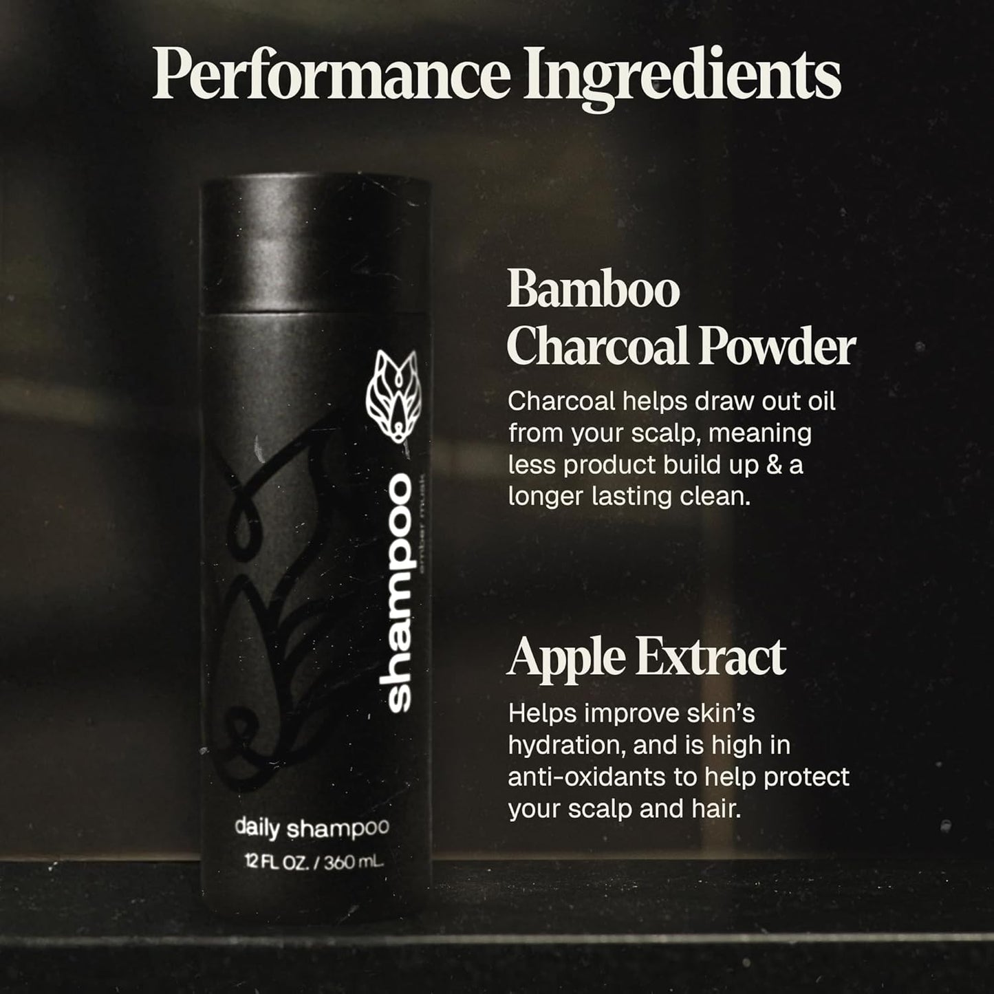 Black Wolf 2-Pack Mens Shampoo for Oily Hair, 12 Fl Oz - Charcoal-Infused Oil Control Shampoo with Moisturizing & Deep Cleansing Formula Hydrates & Nourishes Scalp - Daily Hair Care for Men