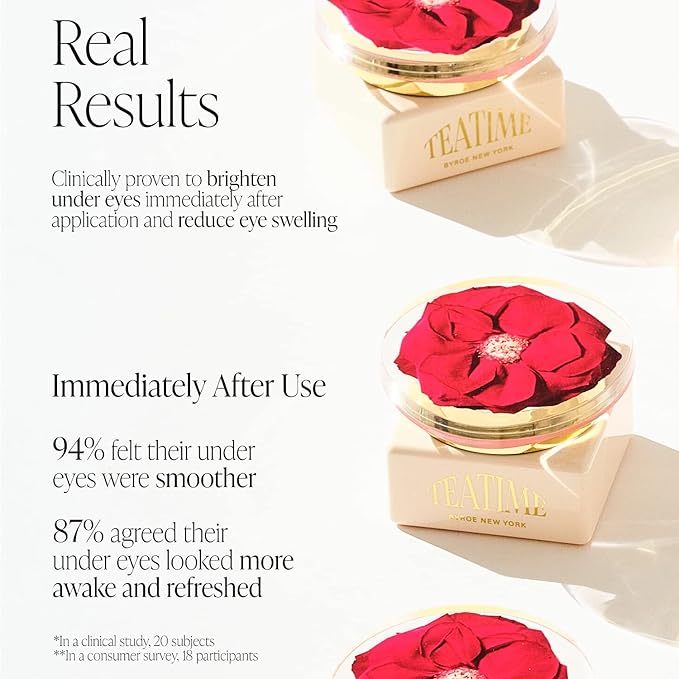 BYROE Rose Tea Eye Cream | Detoxifying Eye Treatment to Visibly Plump and Treat Dark Circles | Tighten and Fill Fine Lines with Damask Rose Flower Water and Vegan Collagen | 20ML