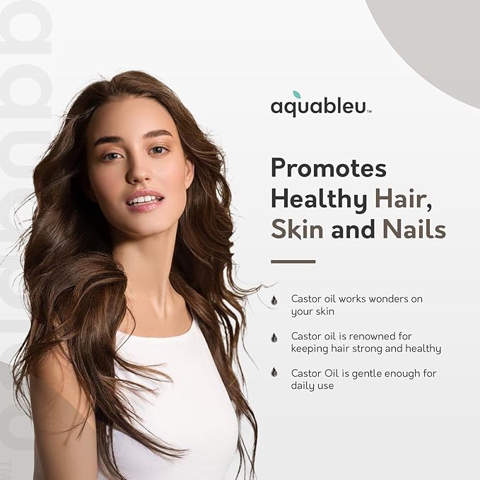 All-Natural Castor Oil - Cold-Pressed & Unrefined, Hexane-Free - Promotes Healthy Hair, Skin and Nails - For Eyelash and a Thicker, Fuller Beard - 8oz