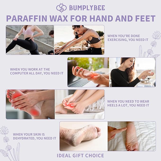 Paraffin Wax Kit - 10 Packs Lavender Paraffin Wax Refills with Silicone Brush - Paraffin Wax for Hand and Feet Refill, Paraffin Wax for Hands, Skin Moisturizing, Non-Greasy, Easy-Peeling