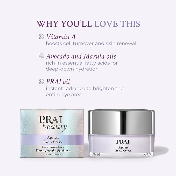 PRAI Beauty Ageless Eye D-Crease, Anti-Aging Eye Cream for Instantly Ageless-Looking Eyes, Under Eye Cream