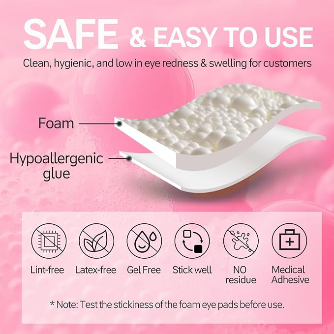 Foam Eye Pads for Eyelash Extensions | Akissos Lash Extension Pads | 125PCS Indivially Thick Soft & Anti-Slip Tools for Perfect Lash Lifts | Professional Eyelash Supplies for Salon or Daily Use