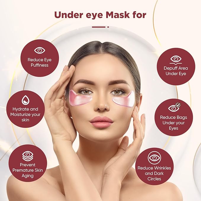 Under Eye Patches (20 Pairs), pink Hyaluronic Acid Eye Patches For Puffy Eyes, Dark Circles, Puffiness, Refresh,Revitalizing, Wrinkles, Anti Aging & Face Moisturizer For Women and Men.
