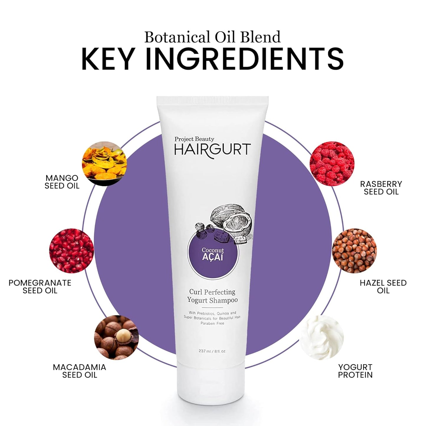 Coconut Acai Curl Perfecting Yogurt Shampoo – Enhances Curly & Wavy Hair – Sulfate-Free, Natural Formula, 8 oz