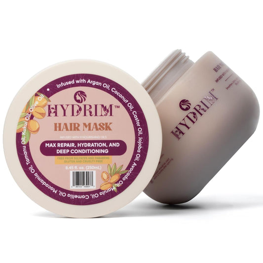 Hydrim™ Botanical Hydrating Hair Mask for Damaged Hair – Max Repair & Deep Hair Conditioner – Hair Moisturizer, Infused with Argan Oil Plus 10 More Nourishing Oils – Fresh Floral Aroma, 8.45 fl oz