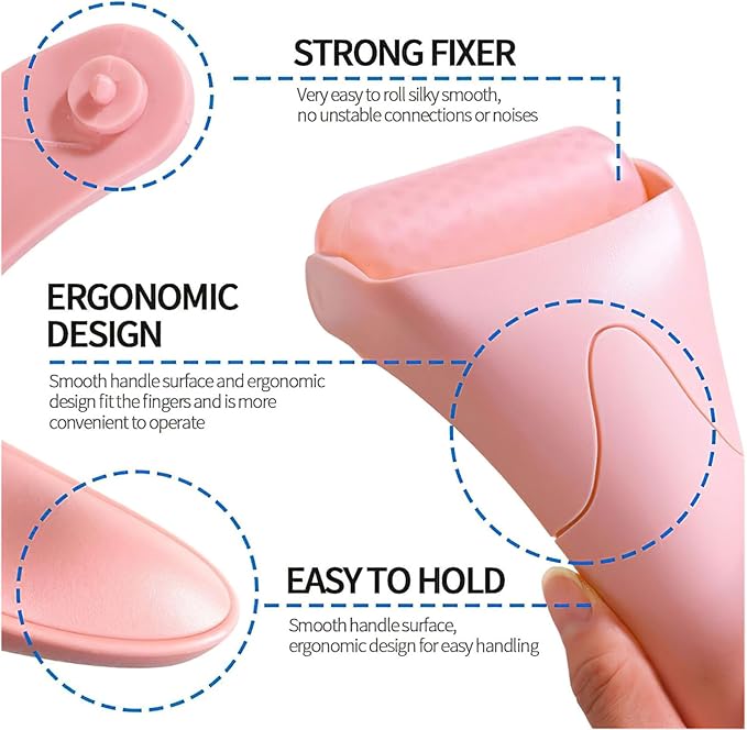 Ice Roller for Face, Contour Cube Ice Roller Cold Roller for Wrinkles and Lifting,Face & Eye Puffiness Relief Women Skin Care Ice Mold(Pink)