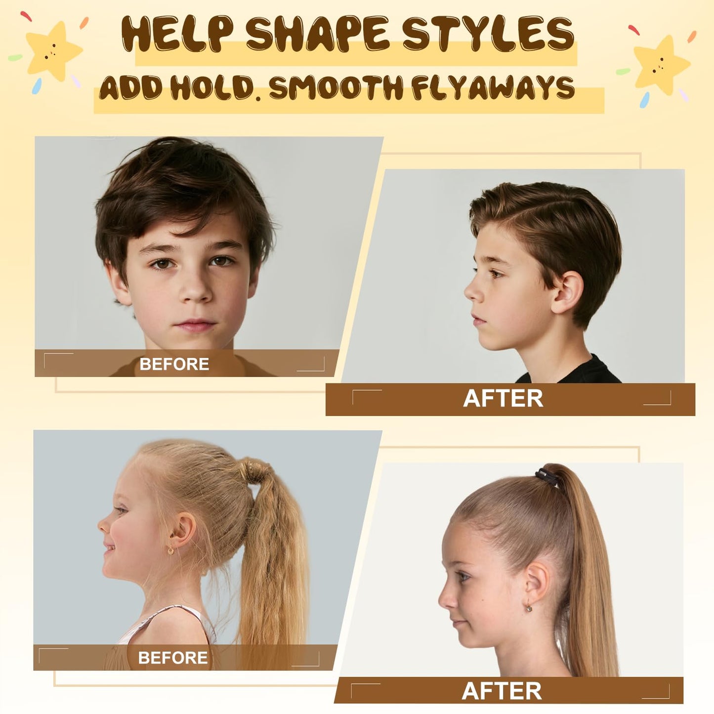 Samnyte Hair Gel for Kids, Baby Hair Gel Fly Away Hair Tamer, Styling Gel - Vitamin E Moisturize and Nourish, Flexible Hold Designed for Boys & Girls 3.4 Fl Oz