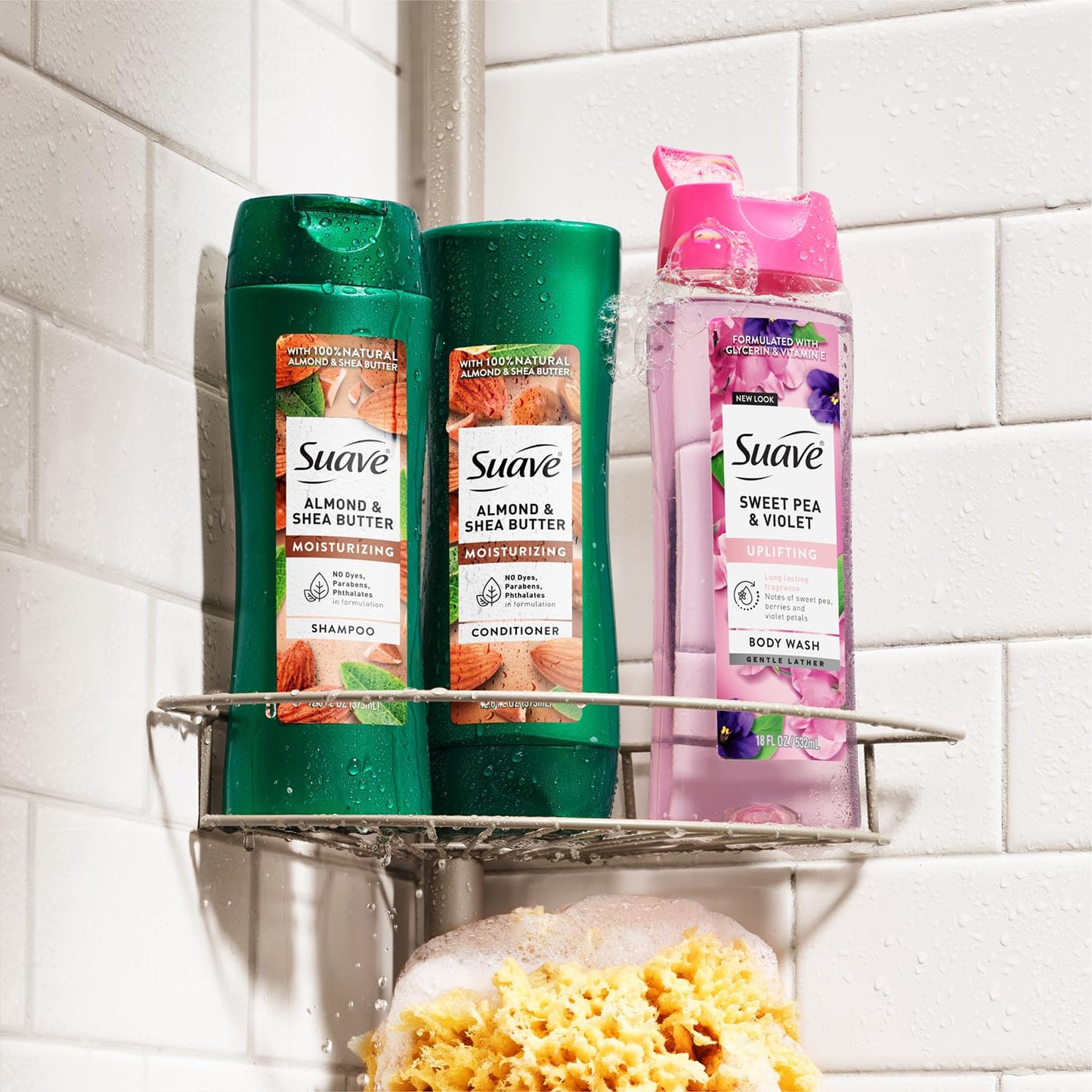 Suave Almond Shea Butter Moisturizing Shampoo 2-Size Bundle, Clarifies & Replenishes Dry, Damaged Hair