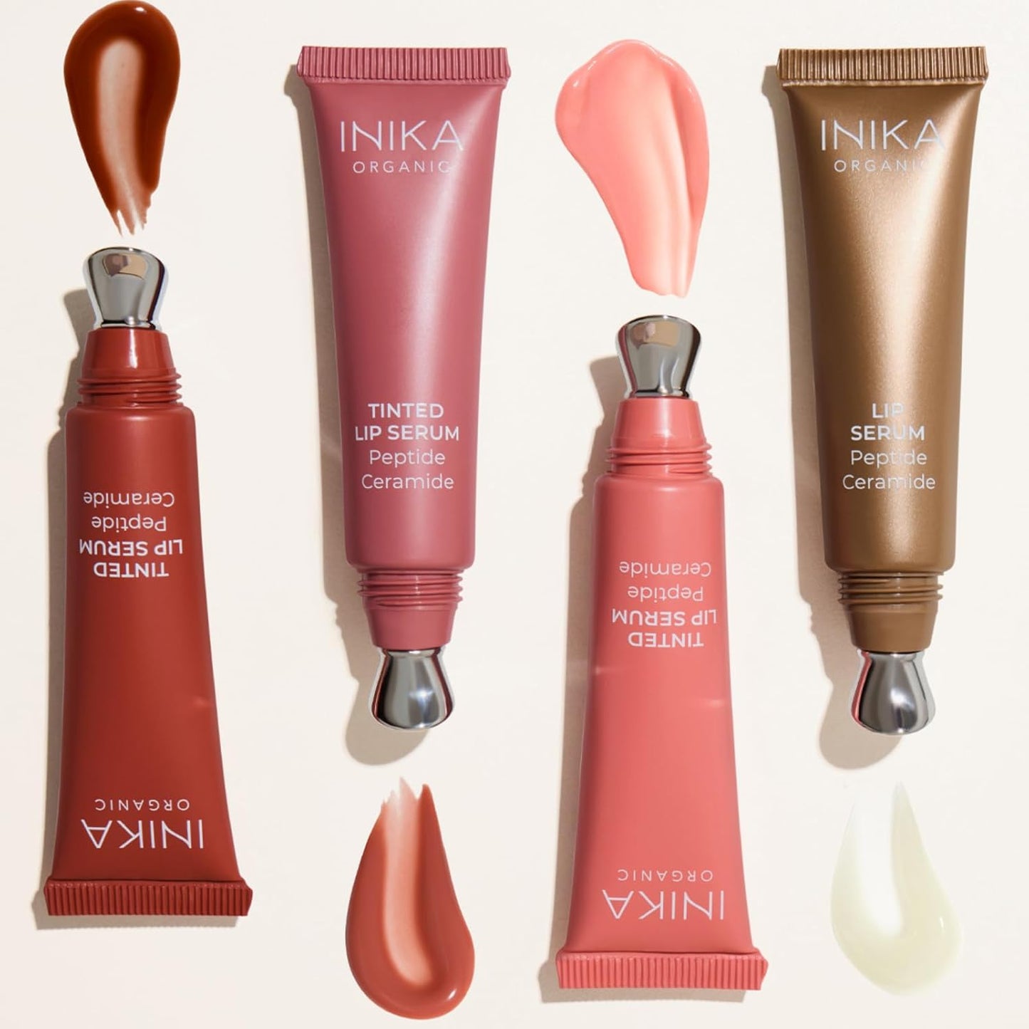 INIKA Organic Tinted Lip Serum | Ceramide + Peptide Infused, Sheer Wash of Color, Plumps, Softens, Smooths, Hydrates + Repairs. Natural & Vegan (Rosewood)