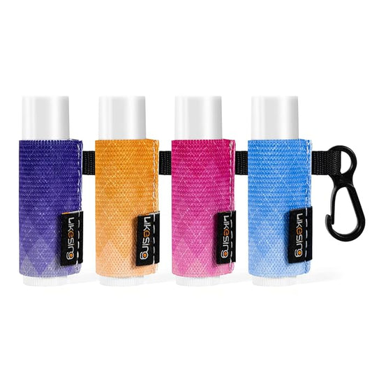Chapstick Holder Key Chain, Lip Balm Holder for Chapstick Lip Gloss, Elastic Sleeve Chapstick Keychain Holder for Keys Purse Lanyard Gift for Women Girls (Gradual, 4pcs)